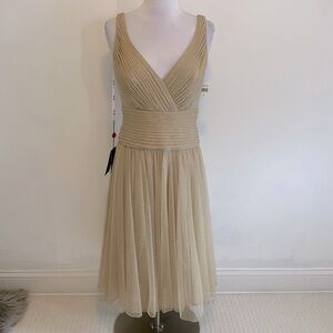 Tadashi Collection Gold Mesh Surplice Dress